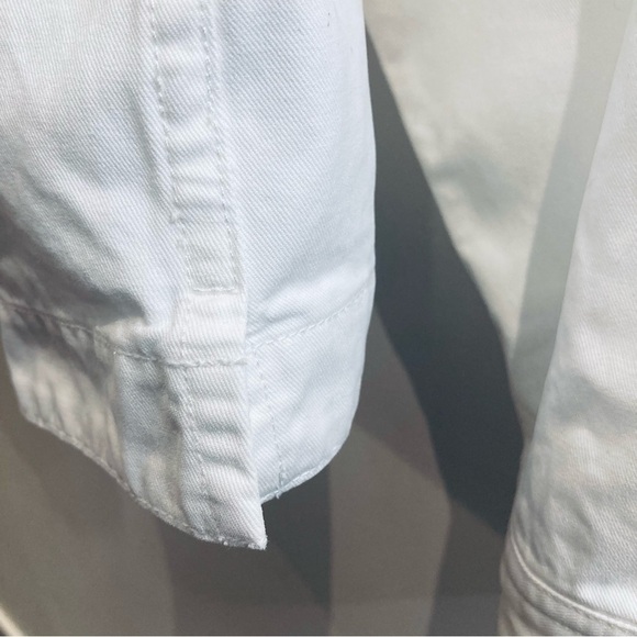 LL BEAN Sz XL White Canvass Pockets Oversized Denim Jean Style Jacket - Picture 7 of 10